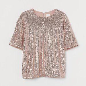 H & M Rose Gold Sequined Top - Never Worn